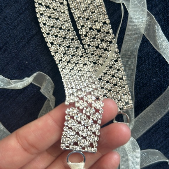 David’s Bridal Wedding Dress Crystal Rhinestone Bling Ribbon Sash Belt - Picture 7 of 7